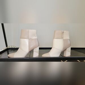 Madden Girl Cream Checkered Ankle Boots